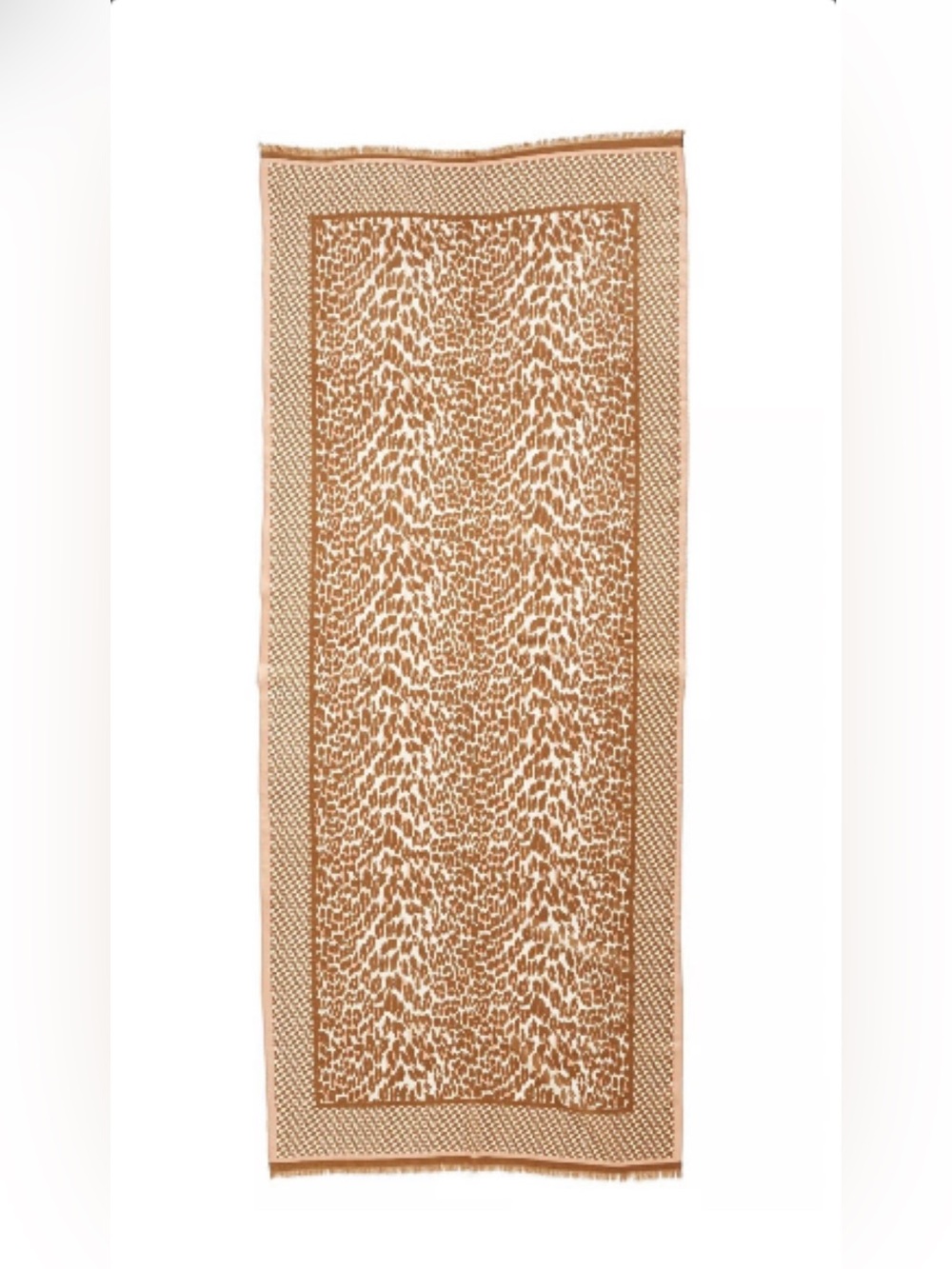 Tory Burch Beige and Brown Logo Pattern Scarf - Picture 4 of 8